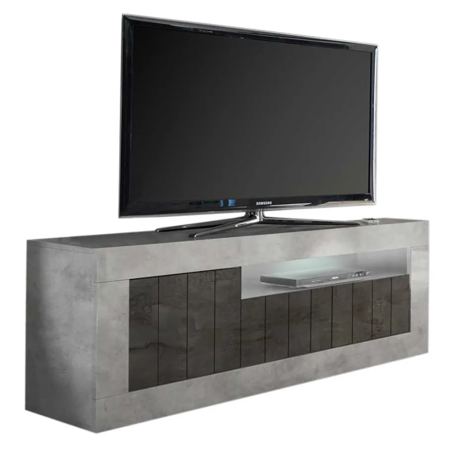 Best 138cm TV Bank in Dunkelgrau & Beton Grau - Uxena Tv & Hifi-Möbel|Lowboards