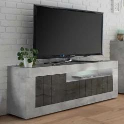 Best 138cm TV Bank in Dunkelgrau & Beton Grau - Uxena Tv & Hifi-Möbel|Lowboards