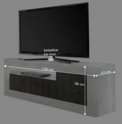 Best 138cm TV Bank in Dunkelgrau & Beton Grau - Uxena Tv & Hifi-Möbel|Lowboards
