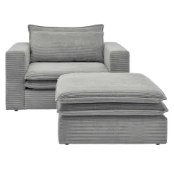 Discount Cord Polstersessel mit Hocker Set - Tessina (zweiteilig) Sessel