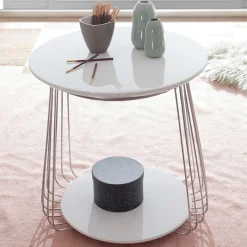 Couchtisch in Mattweiß mit Chrom - Rosibla Tische