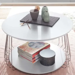 Couchtisch in Mattweiß mit Chrom - Rosibla Tische