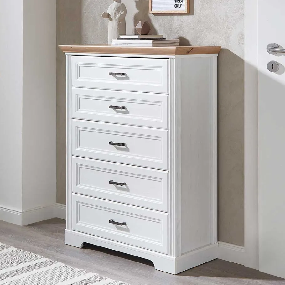 Best Country Style Hochkommode mit fünf Schubladen - Mehady Kommoden