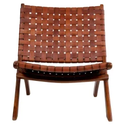 Discount Design Lounge Stuhl aus Leder Geflecht - Maisu Sessel