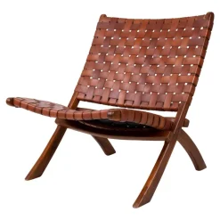 Discount Design Lounge Stuhl aus Leder Geflecht - Maisu Sessel