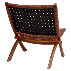 Discount Design Lounge Stuhl aus Leder Geflecht - Maisu Sessel