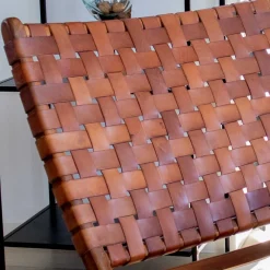 Discount Design Lounge Stuhl aus Leder Geflecht - Maisu Sessel