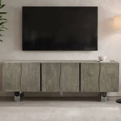 Sale Design Lowboard in Grau und Chrom - Vientor Tv & Hifi-Möbel|Lowboards