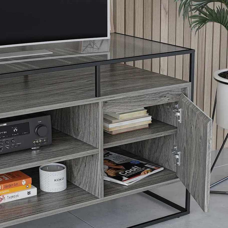 Best Design TV Kommode in Eiche Grau - Midland Tv & Hifi-Möbel|Lowboards