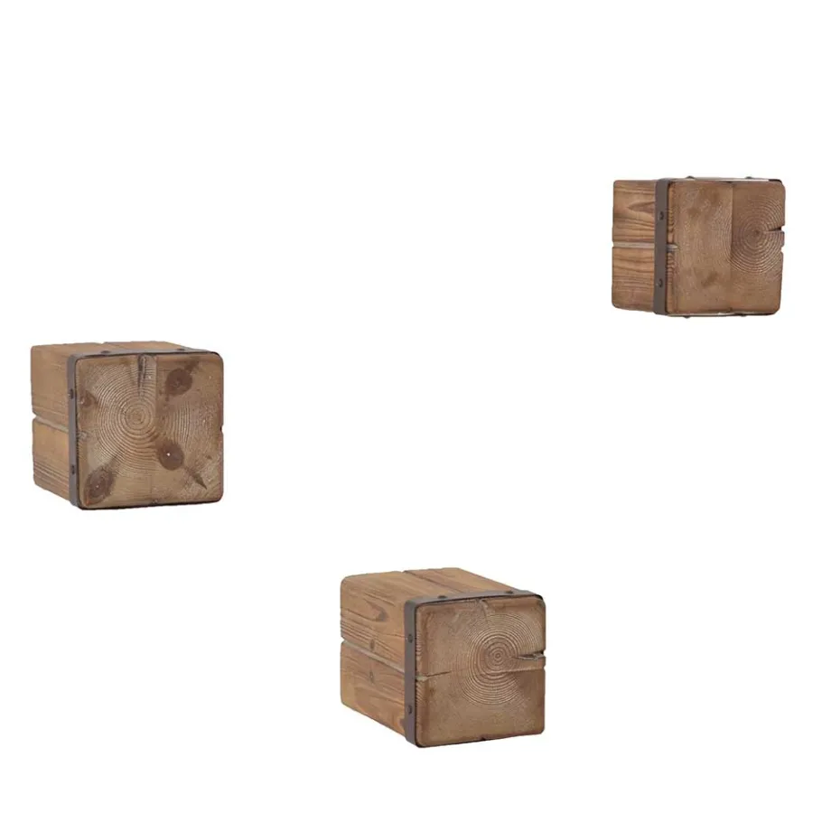 Best Design Wandablagen Set aus Tanne Natur - Indyron (dreiteilig) Regale