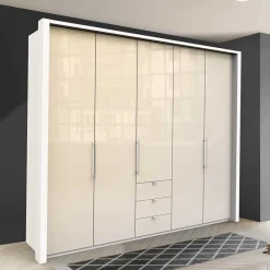 Best Designer Kleiderschrank mit Glasbeschichtung Creme - Zidarie KleiderschrÀnke