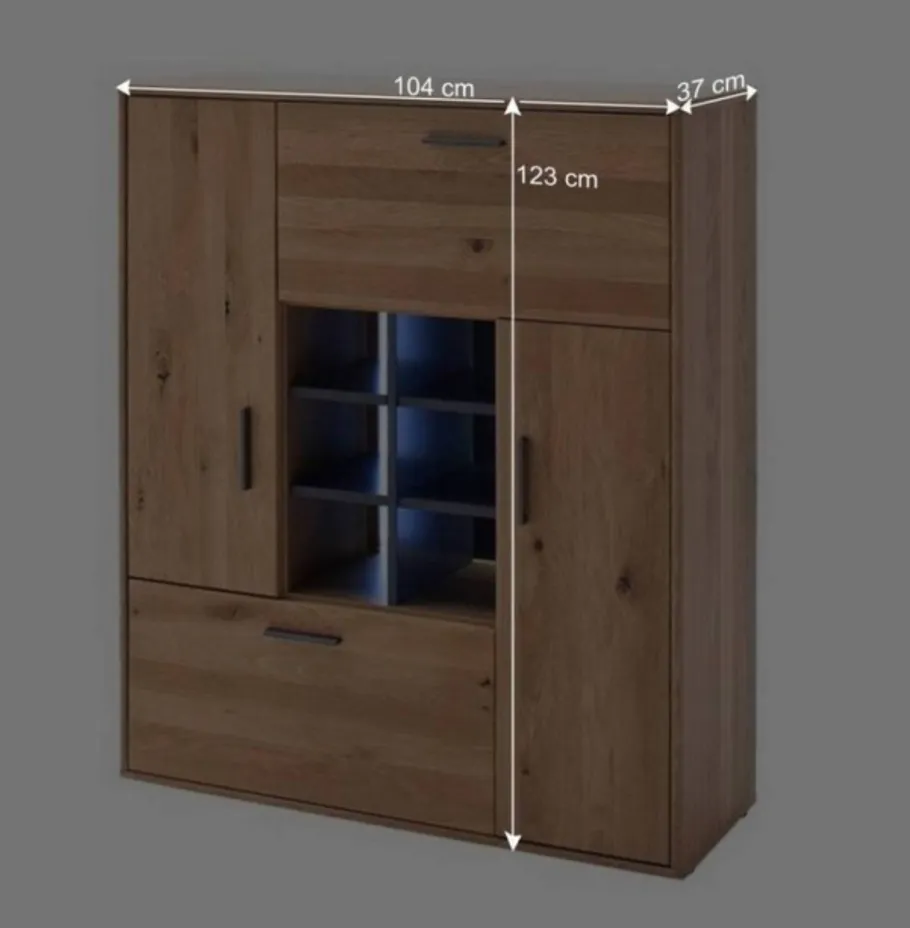 Best Designer Wohnwand aus Eiche - Assela (vierteilig) Wohnwände