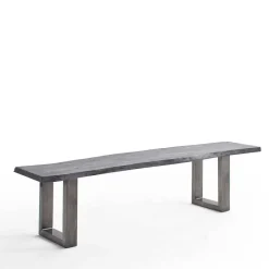 Outlet Design-Küchenbank mit Baumkanten Akazie Grau - Salmasion Sitzbank
