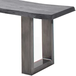 Outlet Design-Küchenbank mit Baumkanten Akazie Grau - Salmasion Sitzbank
