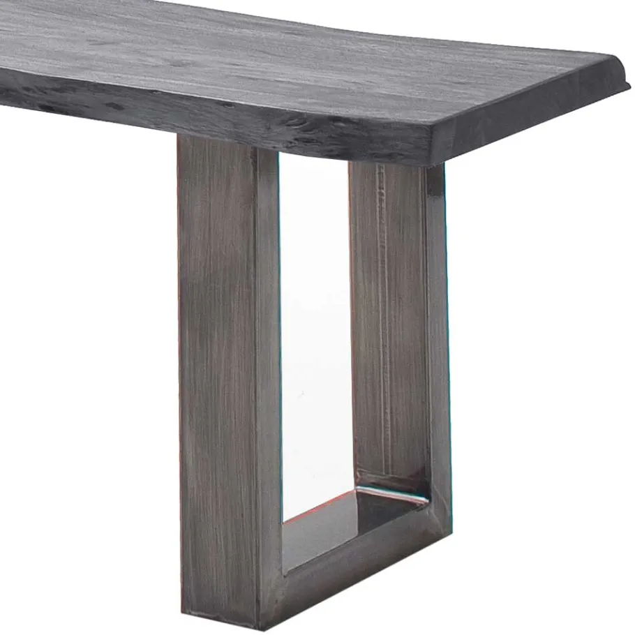 Outlet Design-Küchenbank mit Baumkanten Akazie Grau - Salmasion Sitzbank