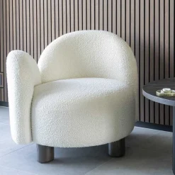 Designsessel mit einer Armlehne in Weiß Boucle - Cisterna Sessel