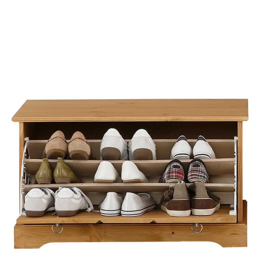 Outlet Dielenbank mit Schuhklappe aus Massivholz - Edranov Sitzbank