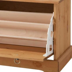 Outlet Dielenbank mit Schuhklappe aus Massivholz - Edranov Sitzbank