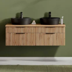 Best Doppel-Waschtisch mit schwarzen Aufsatzbecken - Crystoga Schränke