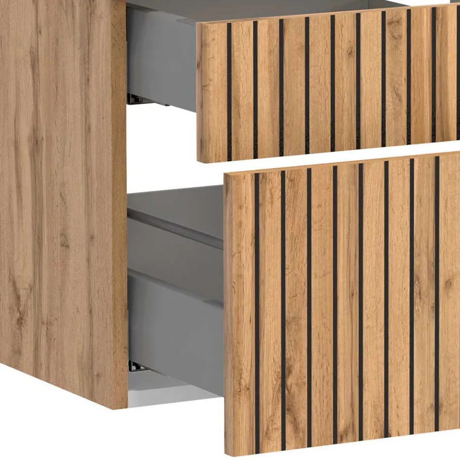 Best Doppel-Waschtisch mit schwarzen Aufsatzbecken - Crystoga Schränke