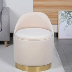 Sale Drehbarer Hocker in Cremeweiß Samt - Yaderra Hocker