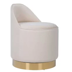 Sale Drehbarer Hocker in Cremeweiß Samt - Yaderra Hocker