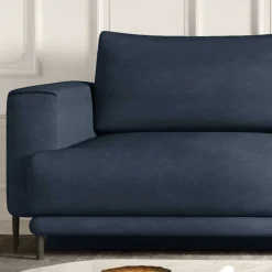 Best Dreisitzer Bettcouch in Dunkelblau Stoff - Boston Betten|Sofas