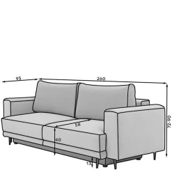 Best Dreisitzer Bettcouch in Dunkelblau Stoff - Boston Betten|Sofas
