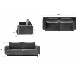 Best Dreisitzer Bettcouch in Dunkelblau Stoff - Boston Betten|Sofas