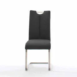 Sale Echtleder Freischwinger in Schwarz - Standos (2er Set) Sessel