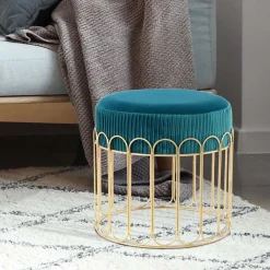 Sale Edler Samthocker in Petrol & Gold - Ugian Hocker