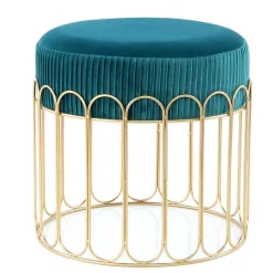 Sale Edler Samthocker in Petrol & Gold - Ugian Hocker