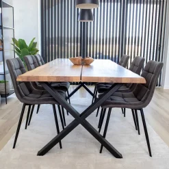 Best Eiche Esstisch & 6 Polsterstühle - Tricky (siebenteilig) Sitzgruppe