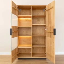 Best Eichenholz Highboard Vitrine modern - Judita Highboards|Vitrinen