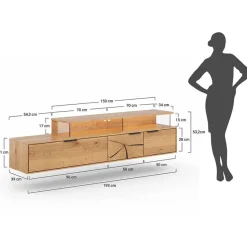 Sale Eichenholz TV Board mit Hirnholz Applikation - Deruta Tv & Hifi-Möbel|Lowboards
