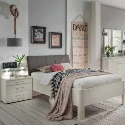 Best Einzelbett und Nachttisch Set Ronis in Weiß mit Braun (zweiteilig) Betten