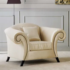 Clearance Eleganter Polstersessel in Beige Stoff - Belynia Sessel