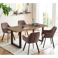 Sale Essgruppe in Braun mit Schwarz - Mikava (fünfteilig) Sitzgruppe|Tische