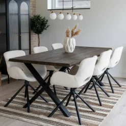 Sale Esstisch mit Tischsesseln drehbar als Set - Ceolata (siebenteilig) Sitzgruppe