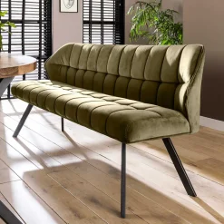 Outlet Esstisch Polsterbank in Oliv Grün Samt - Deway Sitzbank