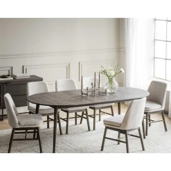 Best Esstischgruppe in Eiche Dunkel & Beige - Relencia (siebenteilig) Sitzgruppe