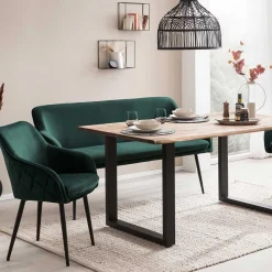 Clearance Esszimmer Bank in Dunkelgrün Samt - Laruis Sitzbank