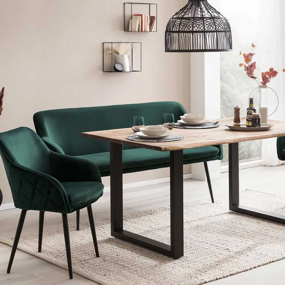 Clearance Esszimmer Bank in Dunkelgrün Samt - Laruis Sitzbank