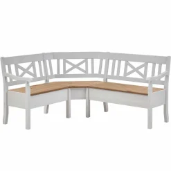 Outlet Esszimmer Eckbank Lugon aus Kiefer Weiß massiv Sitzbank