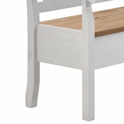 Outlet Esszimmer Eckbank Lugon aus Kiefer Weiß massiv Sitzbank