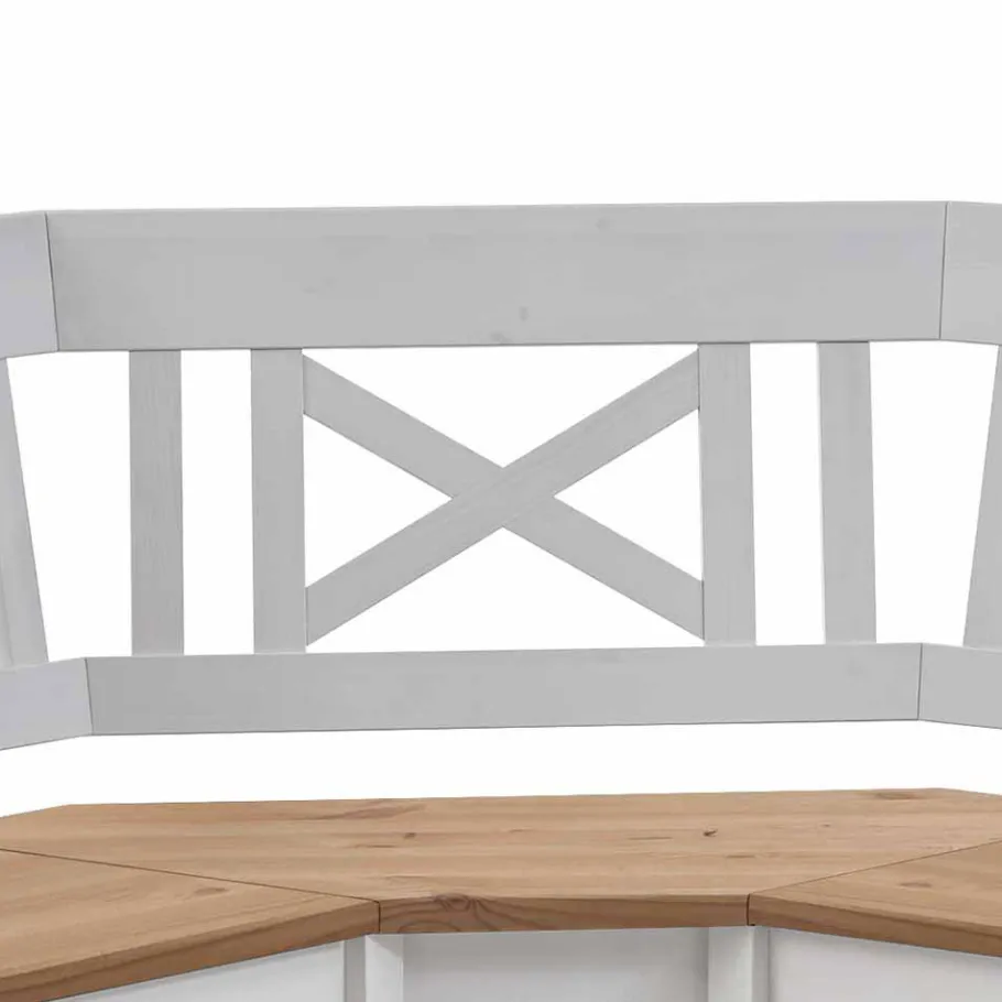 Outlet Esszimmer Eckbank Lugon aus Kiefer Weiß massiv Sitzbank