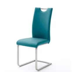 Discount Esszimmer Freischwinger in Petrol Blau Laida Kunstleder (4er Set) Sessel