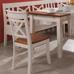 Outlet Esszimmer Sitzecke Barlad in Weiß Bernstein (vierteilig) Sitzgruppe