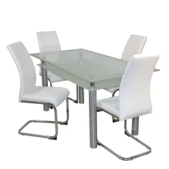 Sale Esszimmer Sitzgruppe mit Glastisch - Yulmatro (fünfteilig) Sitzgruppe