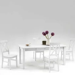 Outlet Esszimmer Sitzgruppe Onesti im skandinavischen Landhausstil (fünfteilig) Sitzgruppe